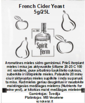 Aromatinės sidro mielės FRENCH 5g./25L